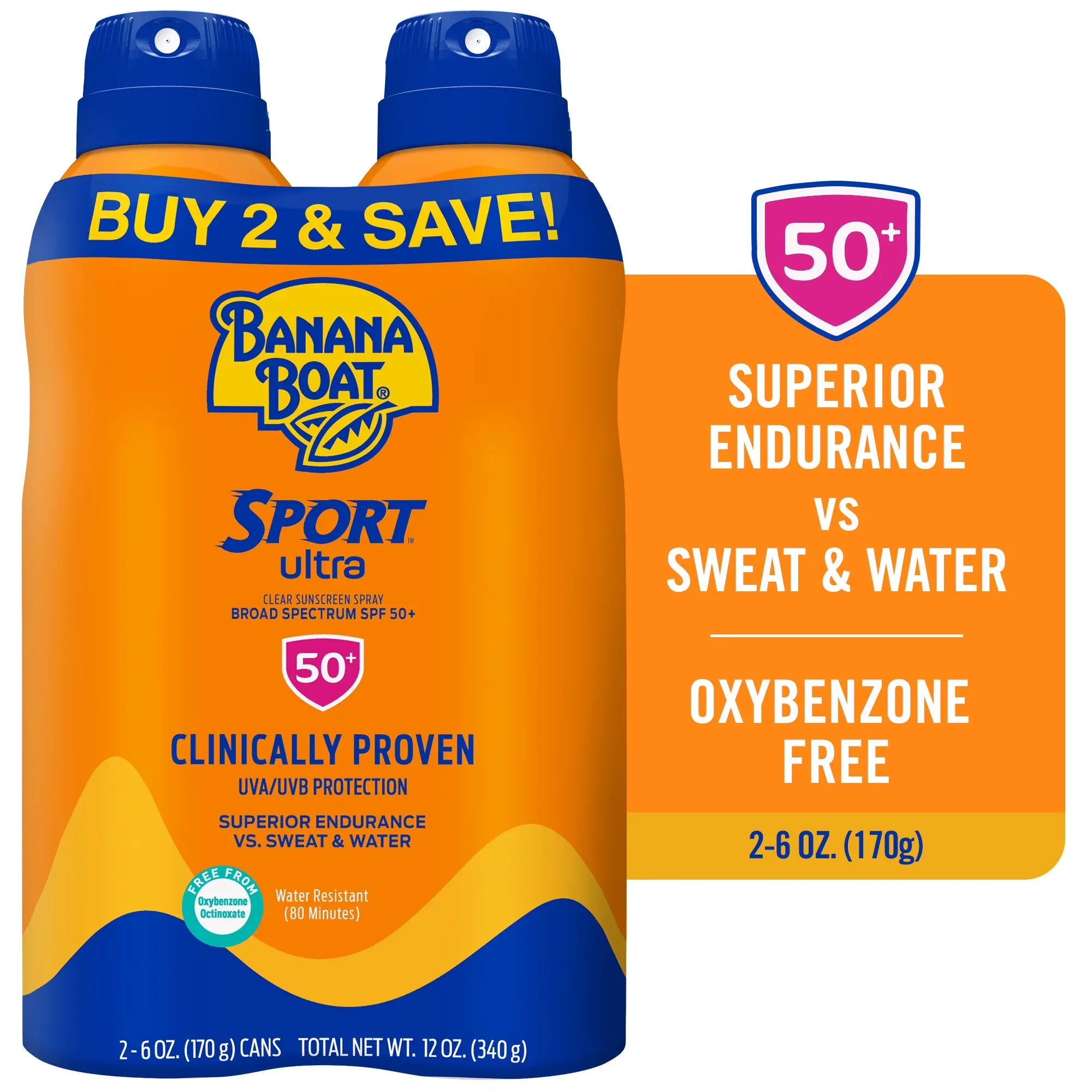 Wholesale Price with free shipping across the USA for Banana Boat Sport Ultra Sunscreen Spray Twin Pack, SPF 50, 6 oz - Manji Distributors