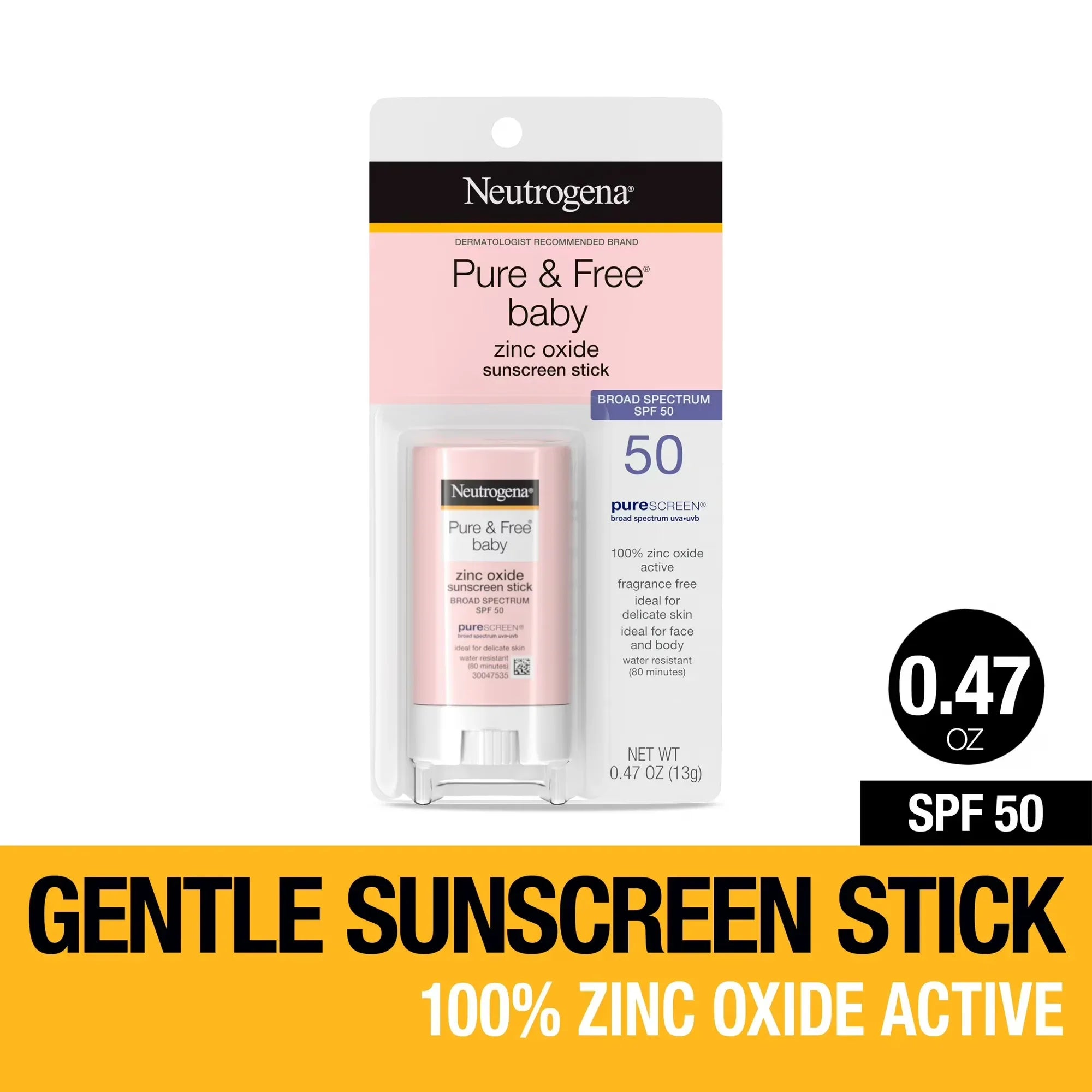 Wholesale Price with free shipping across the USA for Neutrogena Pure & Free Baby Mineral Sunscreen Stick, SPF 50, 0.47 oz - Manji Distributors