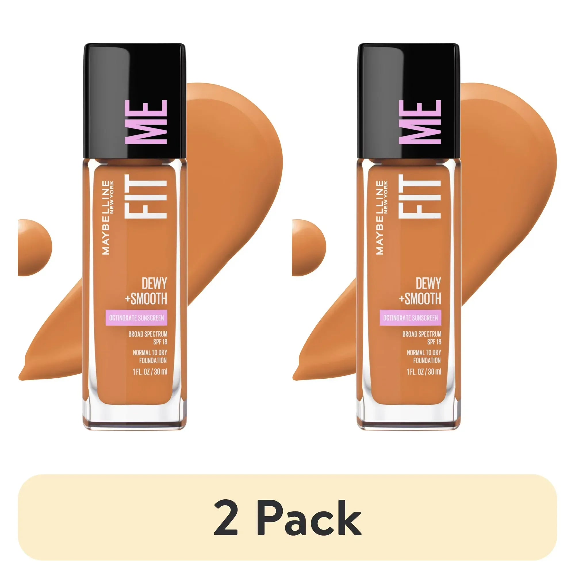 Wholesale Price with free shipping across the USA for (2 pack) Maybelline Fit Me Dewy and Smooth Liquid Foundation, SPF 18, 355 Coconut, 1 fl oz - Manji Distributors