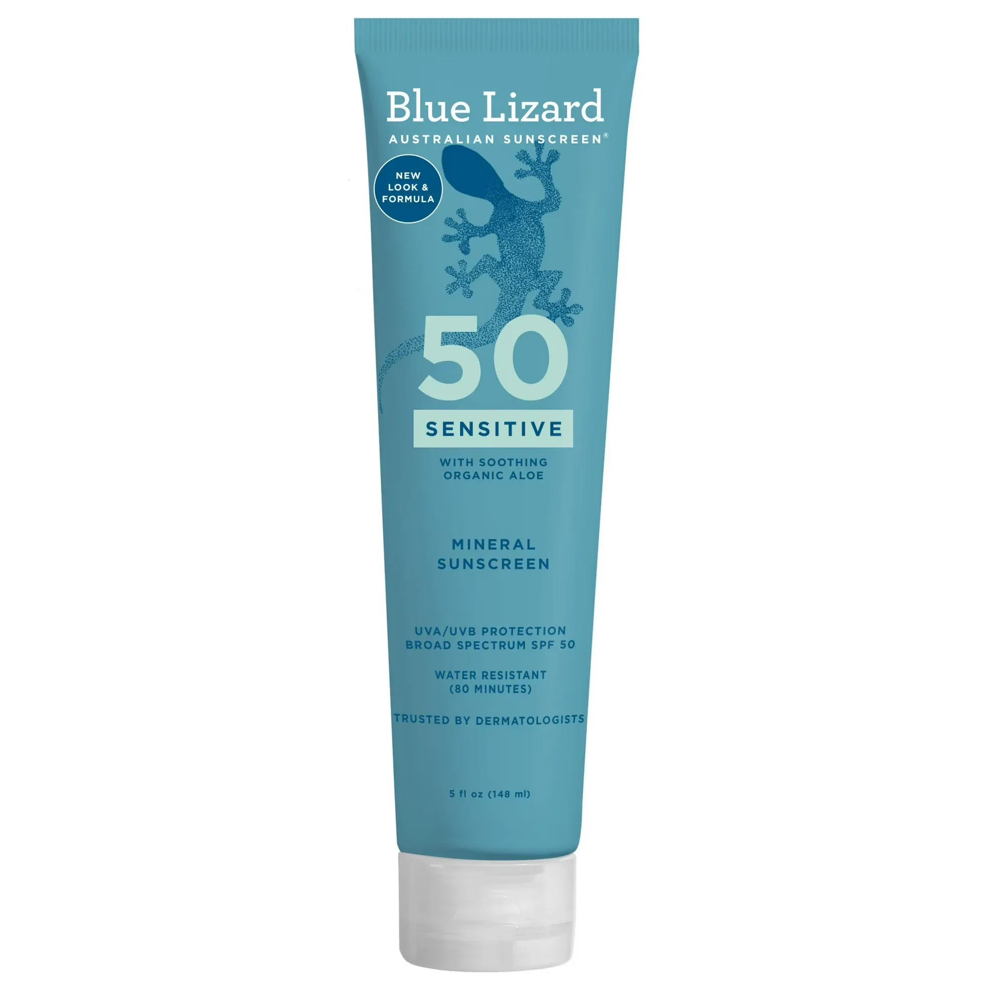 Wholesale Price with free shipping across the USA for Blue Lizard Australian Sunscreen Sensitive SPF 50 Lotion, 5 oz Tube - Manji Distributors