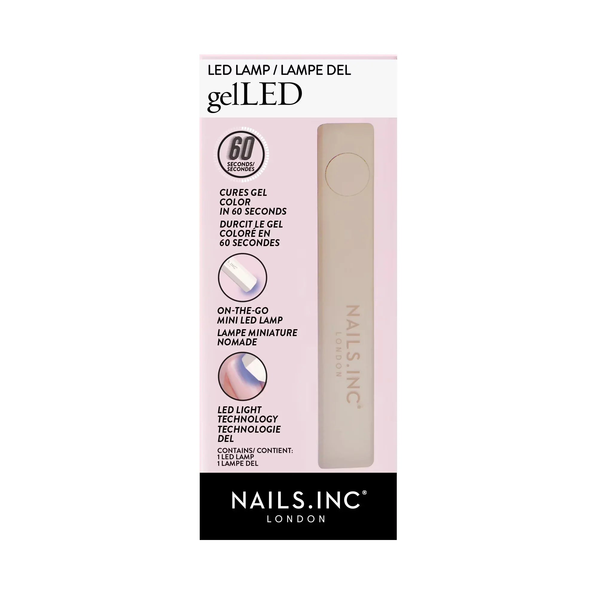 Wholesale Price with free shipping across the USA for Nails.INC x Sensationail GelLED On-The-Go Mini Portable LED Lamp, Cures in 60 Seconds - Manji Distributors