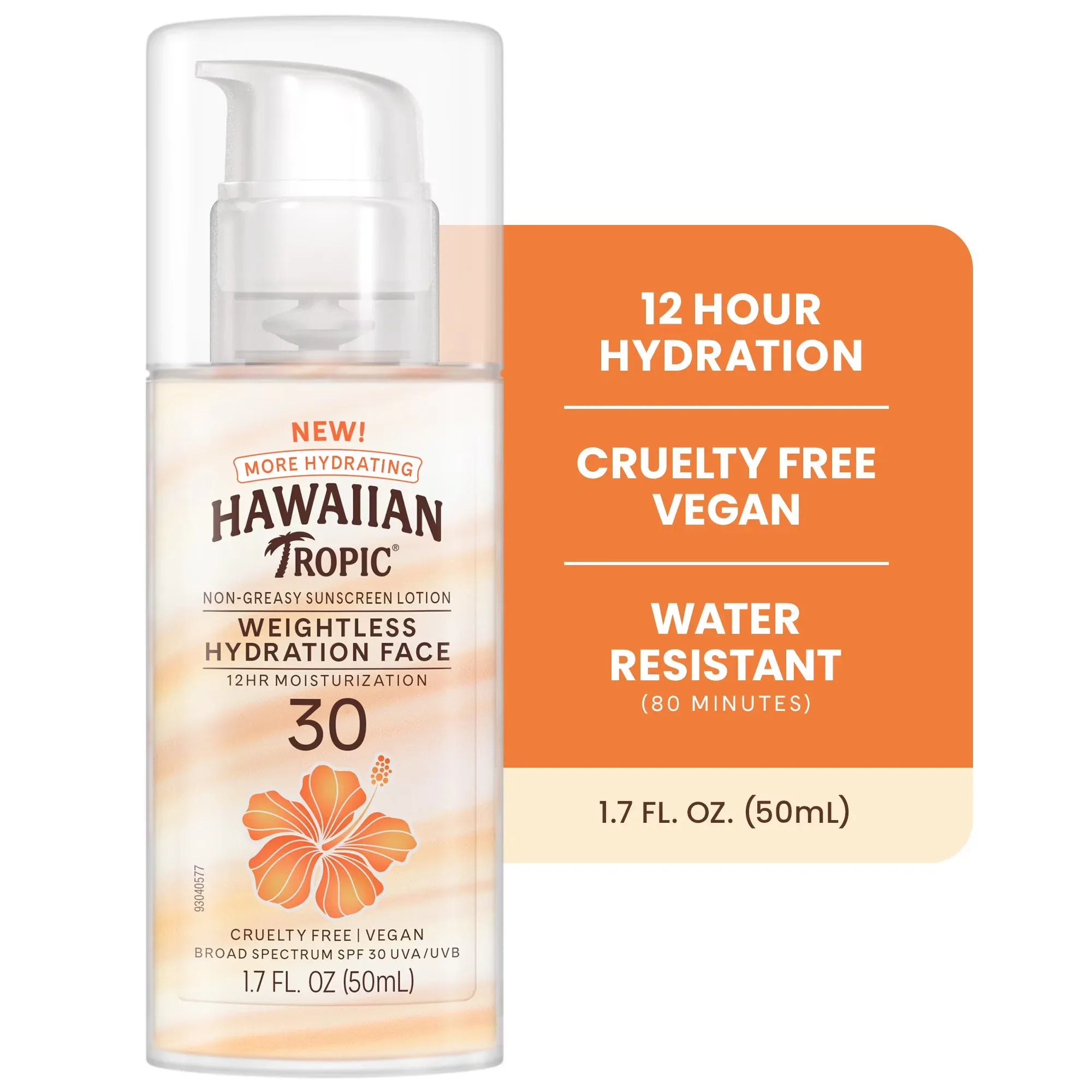 Wholesale Price with free shipping across the USA for Hawaiian Tropic Weightless Hydration Lotion Sunscreen for Face SPF 30, Travel Size 1.7oz - Manji Distributors