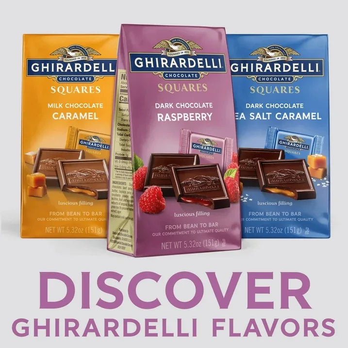 Wholesale Price with free shipping across the USA for GHIRARDELLI Dark Chocolate Candy SQUARES with Raspberry Filling, 5.32 oz Bag - Manji Distributors