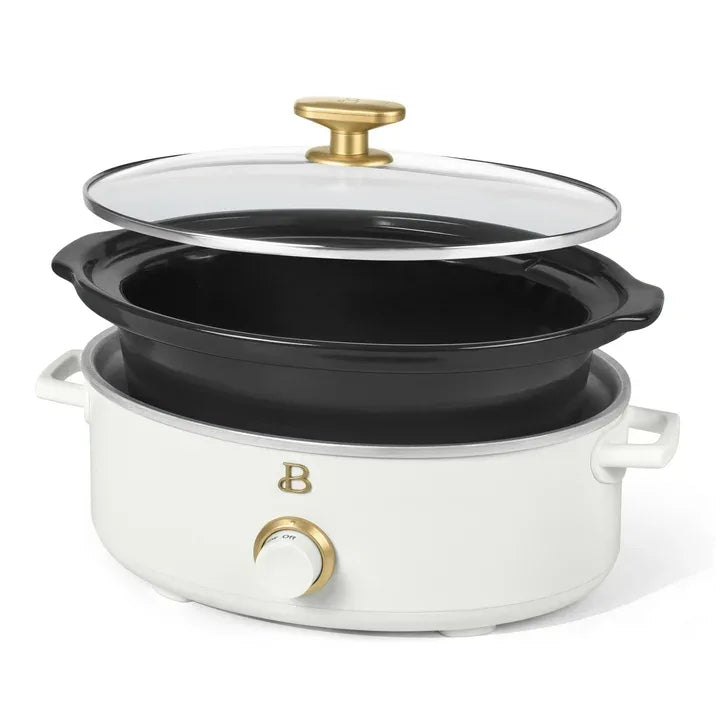 Wholesale Price with free shipping across the USA for Beautiful 2.5 Qt Dip and Serve Manual Slow Cooker, White Icing by Drew Barrymore - Manji Distributors