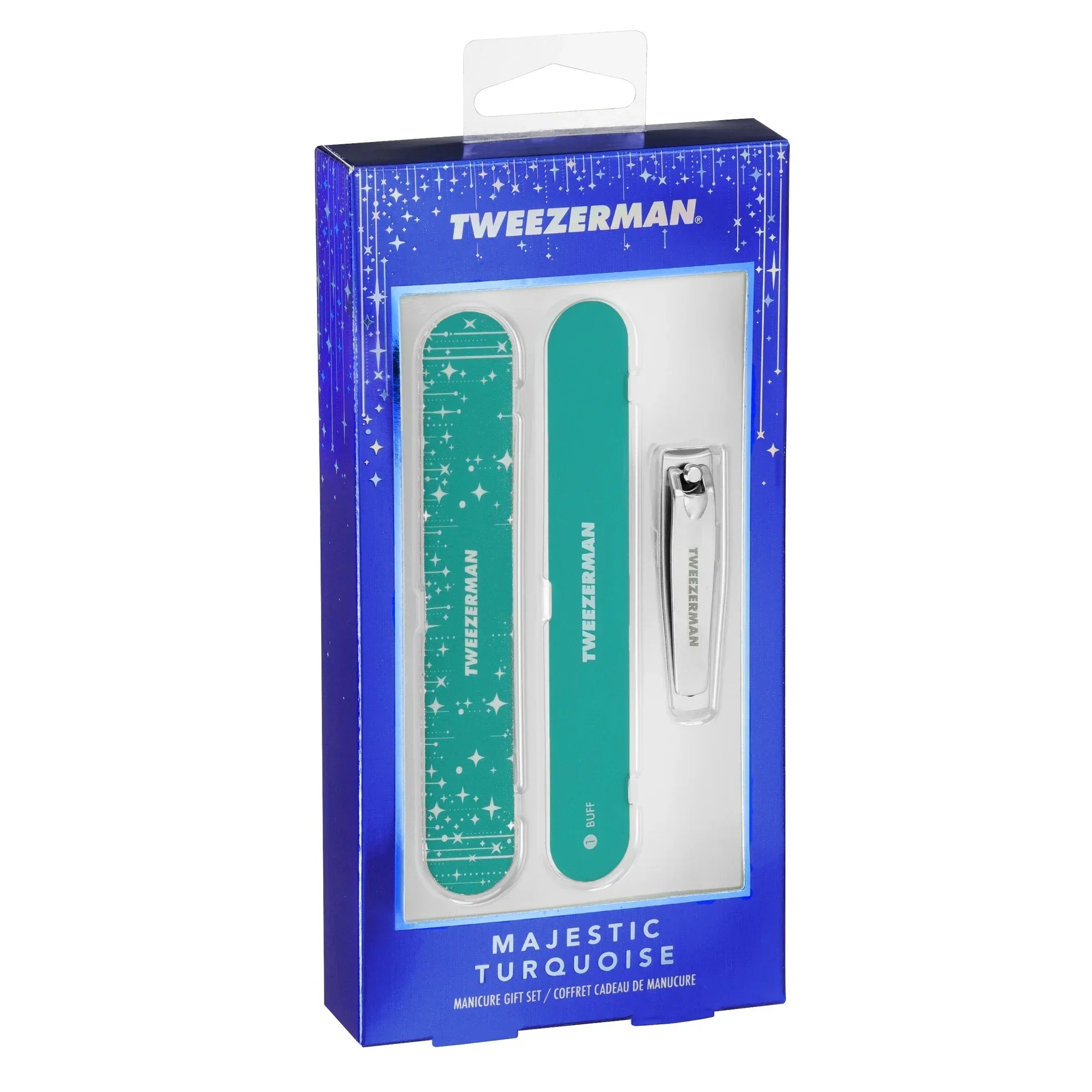 Wholesale Price with free shipping across the USA for Tweezerman Majestic Turquoise Blue Manicure Set - Includes Nail Clipper, Files, and Buffer - Manji Distributors