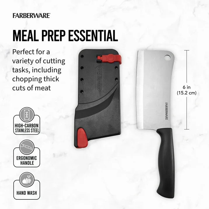 Wholesale Price with free shipping across the USA for Farberware Edgekeeper Classic 6-inch Cleaver Knife with Black Self-Sharpening Sleeve and Handle - Manji Distributors
