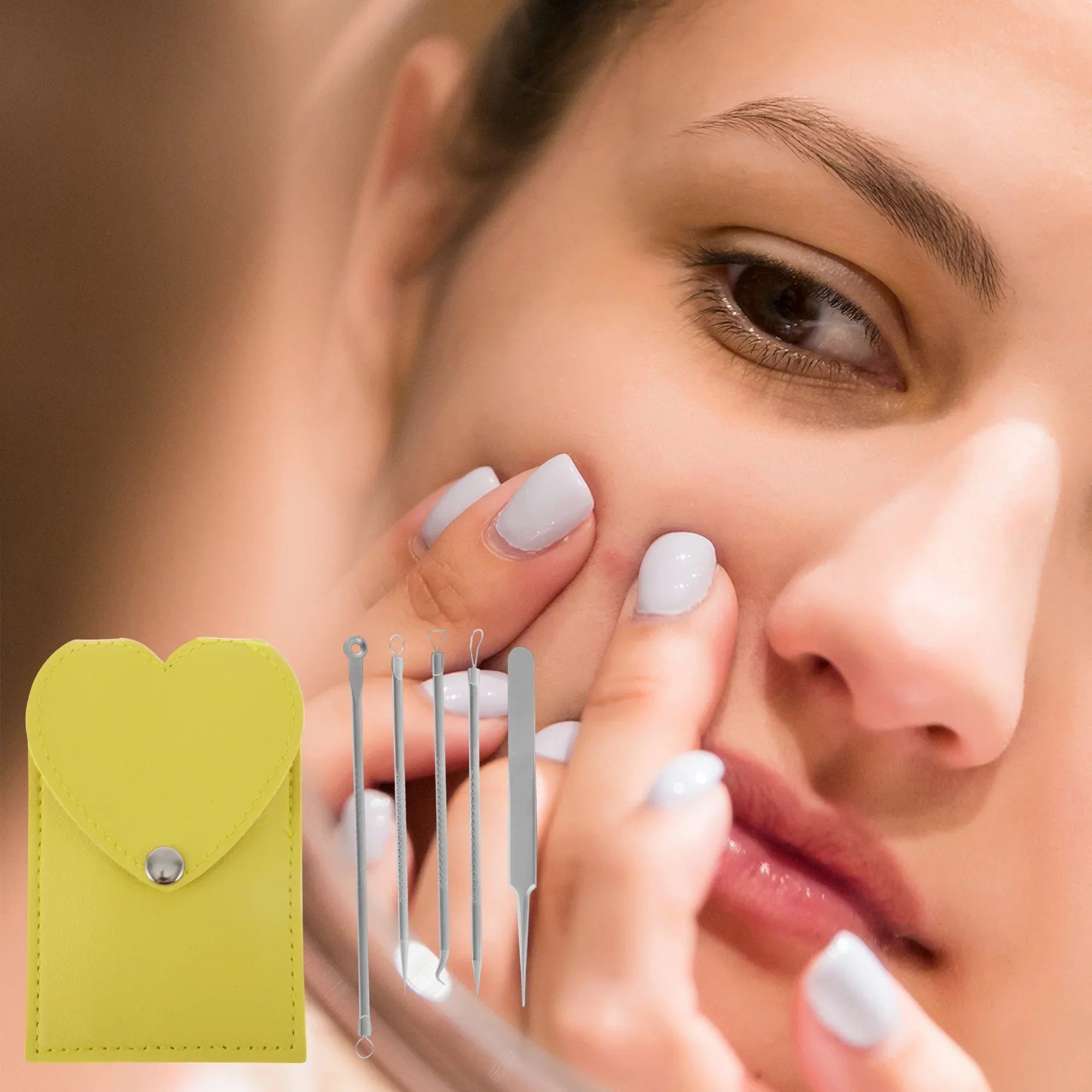 Wholesale Price with free shipping across the USA for Unique Bargains Purification Pimple Extractor Tool Kit Silver Tone with Textured Grip - Manji Distributors