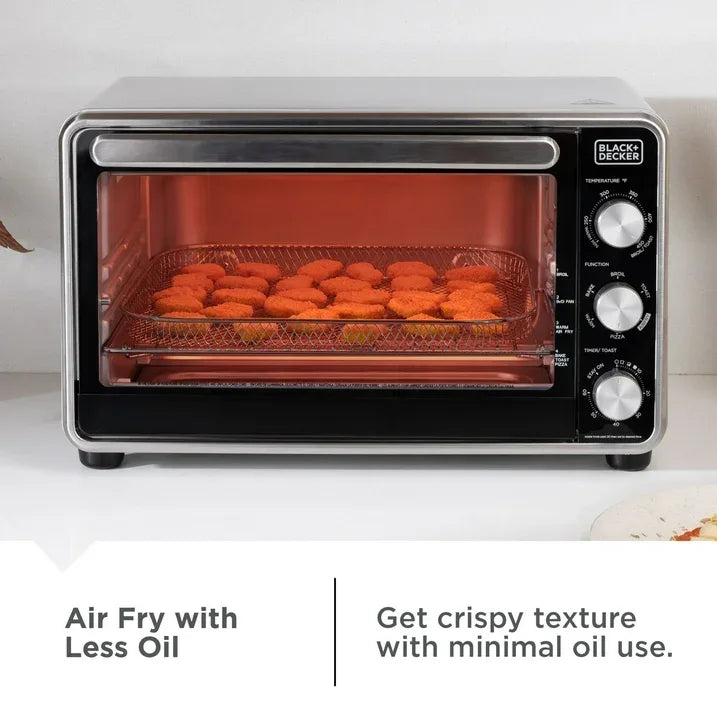 Wholesale Price with free shipping across the USA for Black + Decker Crisp 'N Bake PRO 6-Slice Air Fryer Toaster Oven with Basket, Pan, Rack & Tray, Stainless Steel - Manji Distributors