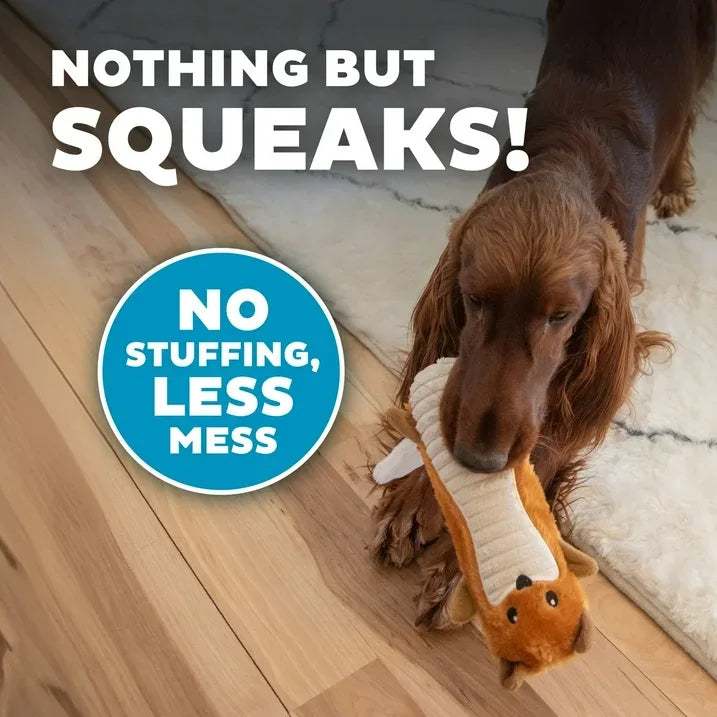 Wholesale Price with free shipping across the USA for Outward Hound Stuffing-Free Big Squeak Fox Plush Dog Toy, Orange, Medium - Manji Distributors