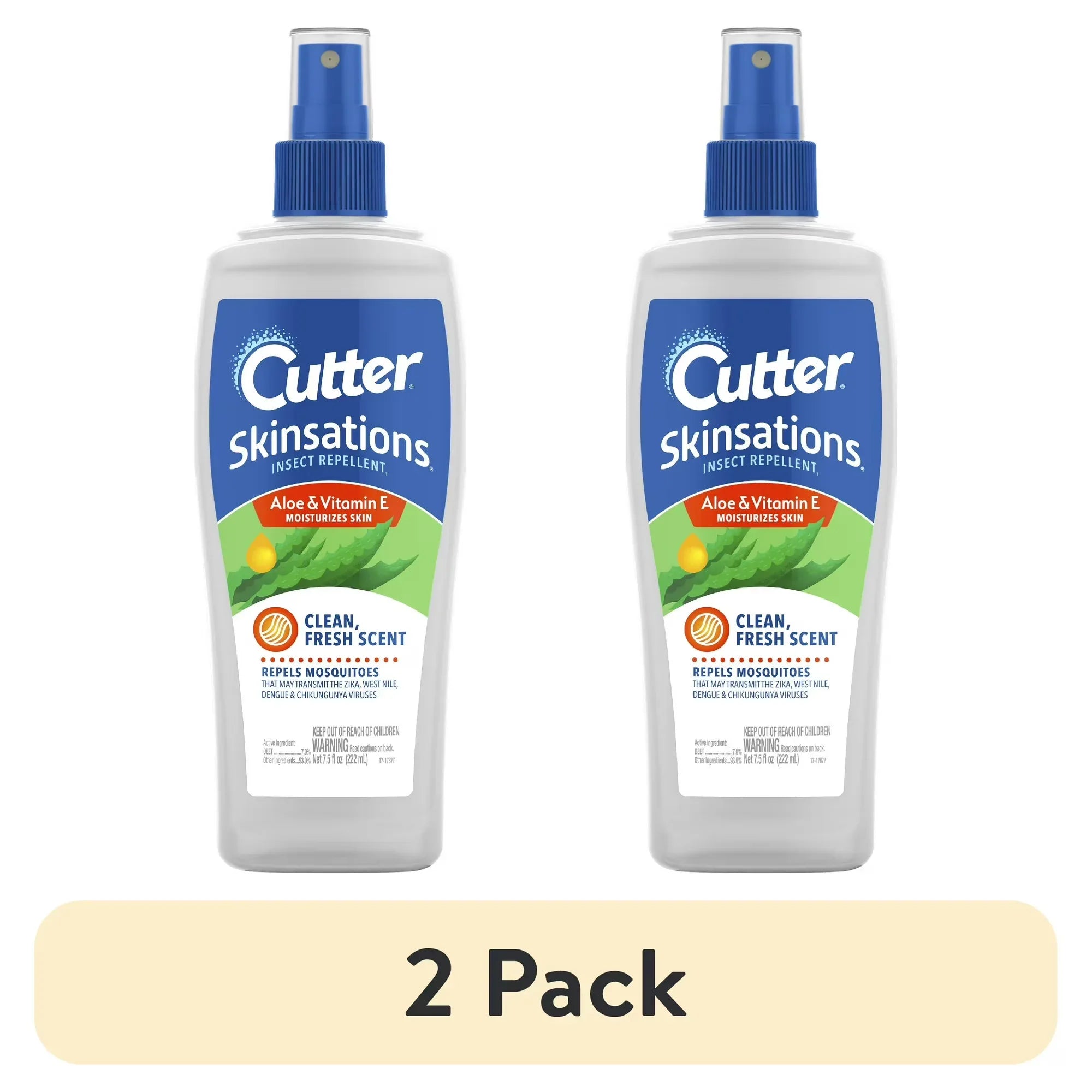 Wholesale Price with free shipping across the USA for (2 pack) Cutter Skinsations Insect Repellent Pump Spray, Clean Fresh Scent, 7.5 Ounces - Manji Distributors