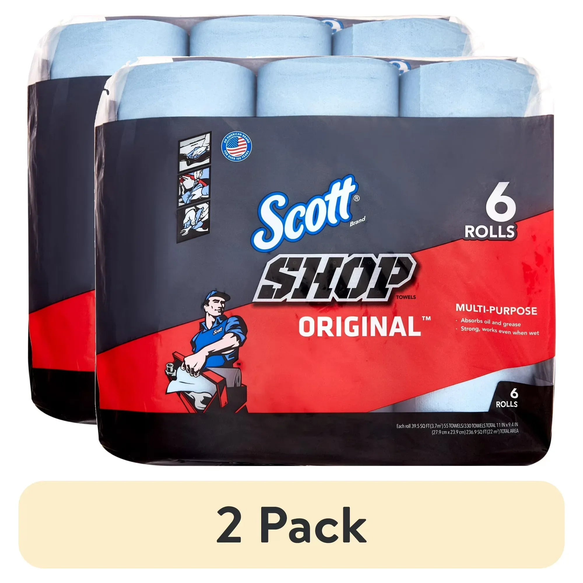 Wholesale Price with free shipping across the USA for (2 pack) Scott Shop Towels, 6 Rolls, 55 Sheets Per Roll - Manji Distributors