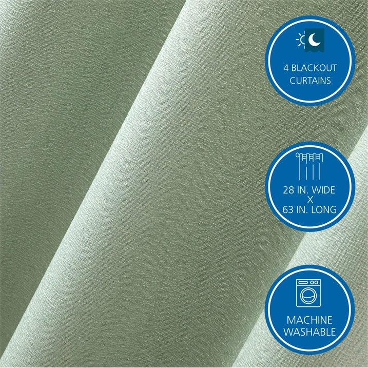 Wholesale Price with free shipping across the USA for (4 pack) Mainstays 4 of a Kind Blackout Curtain Panels, Set of 4, Soft Sea, 28