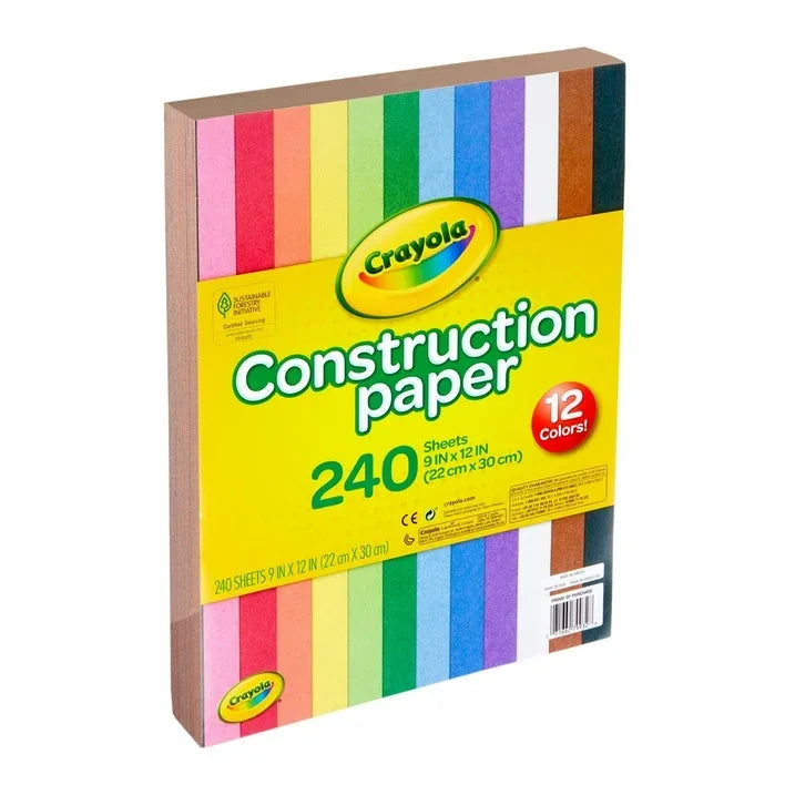 Wholesale Price with free shipping across the USA for Crayola Construction Paper, 240 Pgs, School Supplies for Kindergarten, 10 Colors, Arts & Crafts Supplies, Classroom Must Haves - Manji Distributors