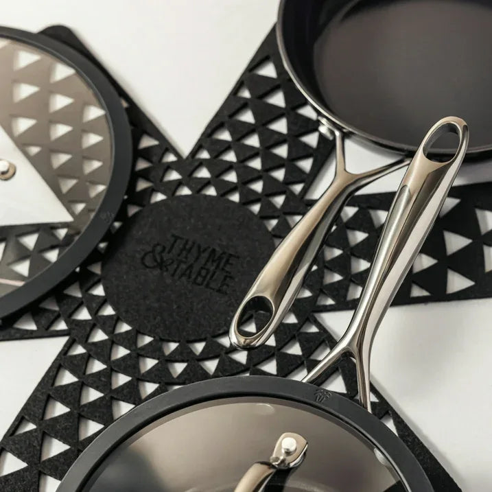 Wholesale Price with free shipping across the USA for Thyme and Table 12 Piece Nonstick Aluminum Cookware Set, Pots and Pans Set - Gunmetal - Manji Distributors