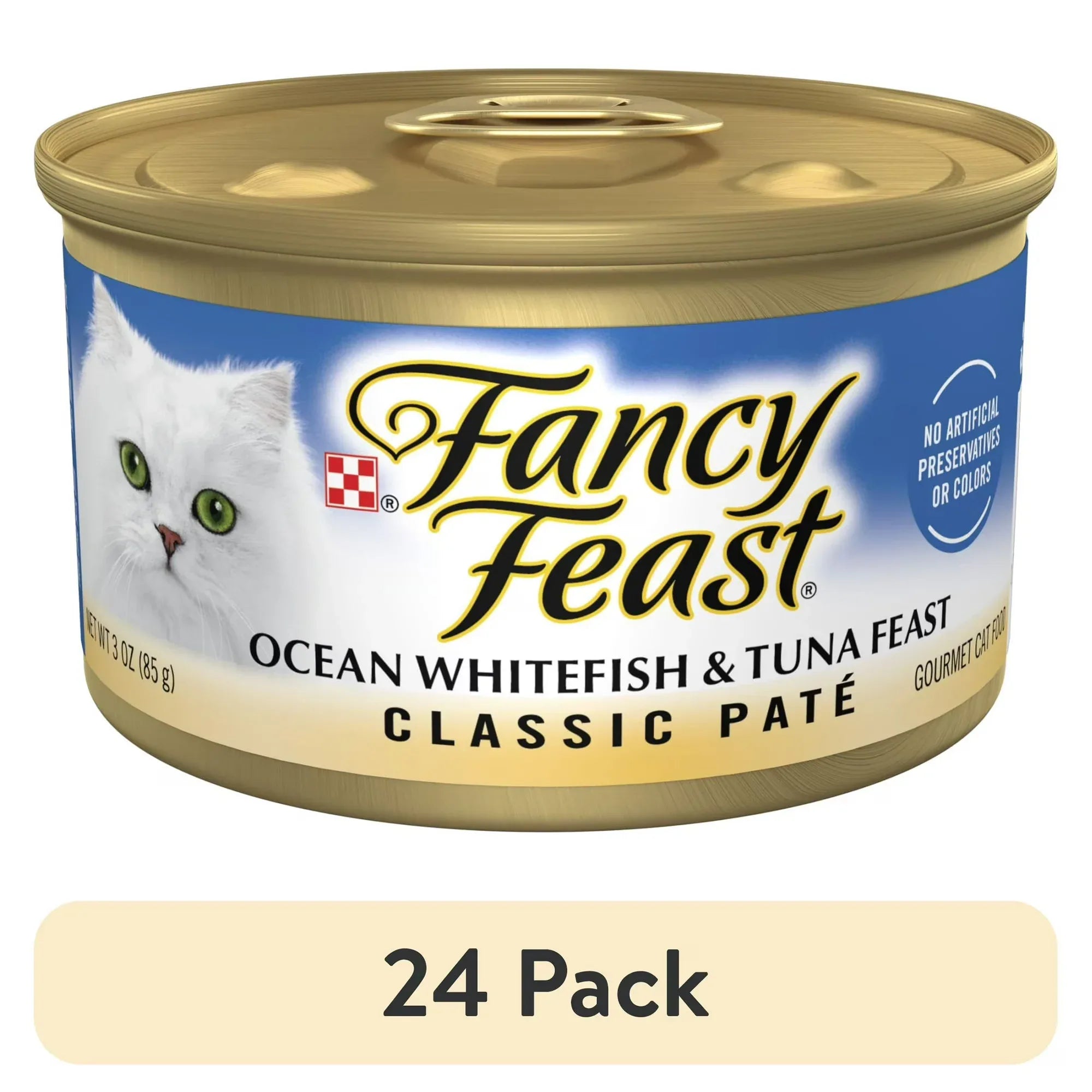 Wholesale Price with free shipping across the USA for (24 pack) Purina Fancy Feast Classic Kitten Food, Wet Cat Food, Ocean Whitefish & Tuna, 3 oz Can - Manji Distributors