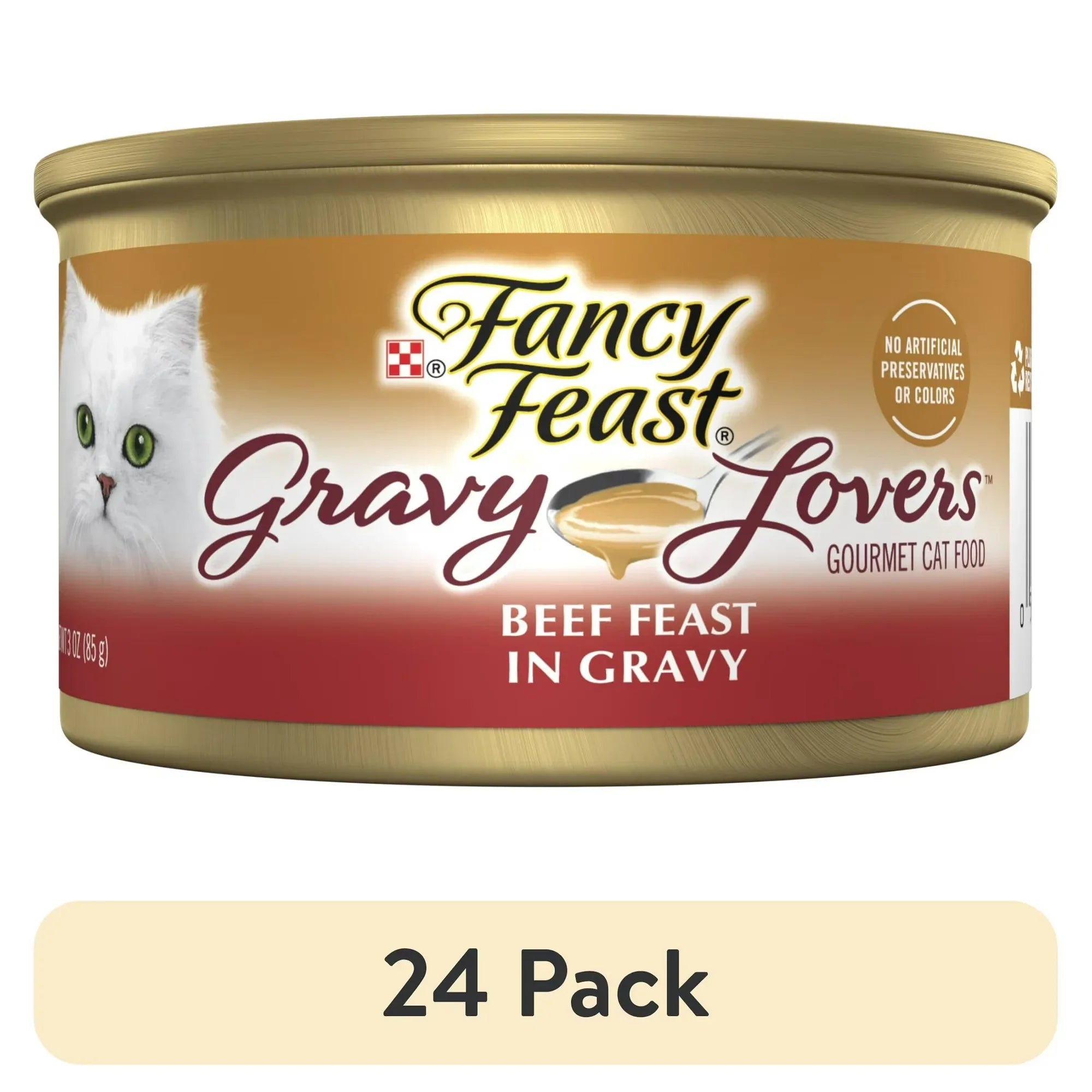 Wholesale Price with free shipping across the USA for (24 pack) Purina Fancy Feast Gravy Lovers Wet Cat Food, Beef in Gravy, 3 oz Can - Manji Distributors