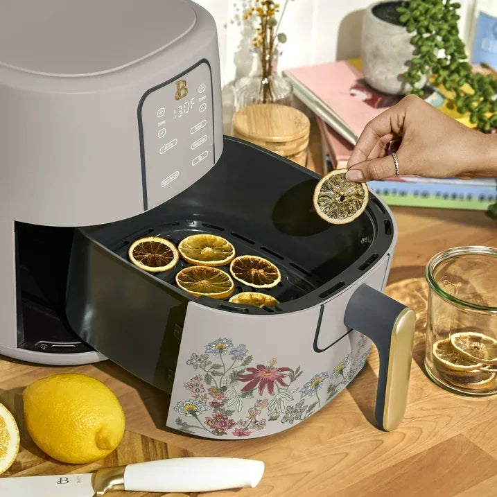 Wholesale Price with free shipping across the USA for Beautiful 6 Qt Air Fryer with TurboCrisp Technology, EverGood Ceramic Nonstick Coating, Wildflower Porcini Taupe by Drew Barrymore - Manji Distributors