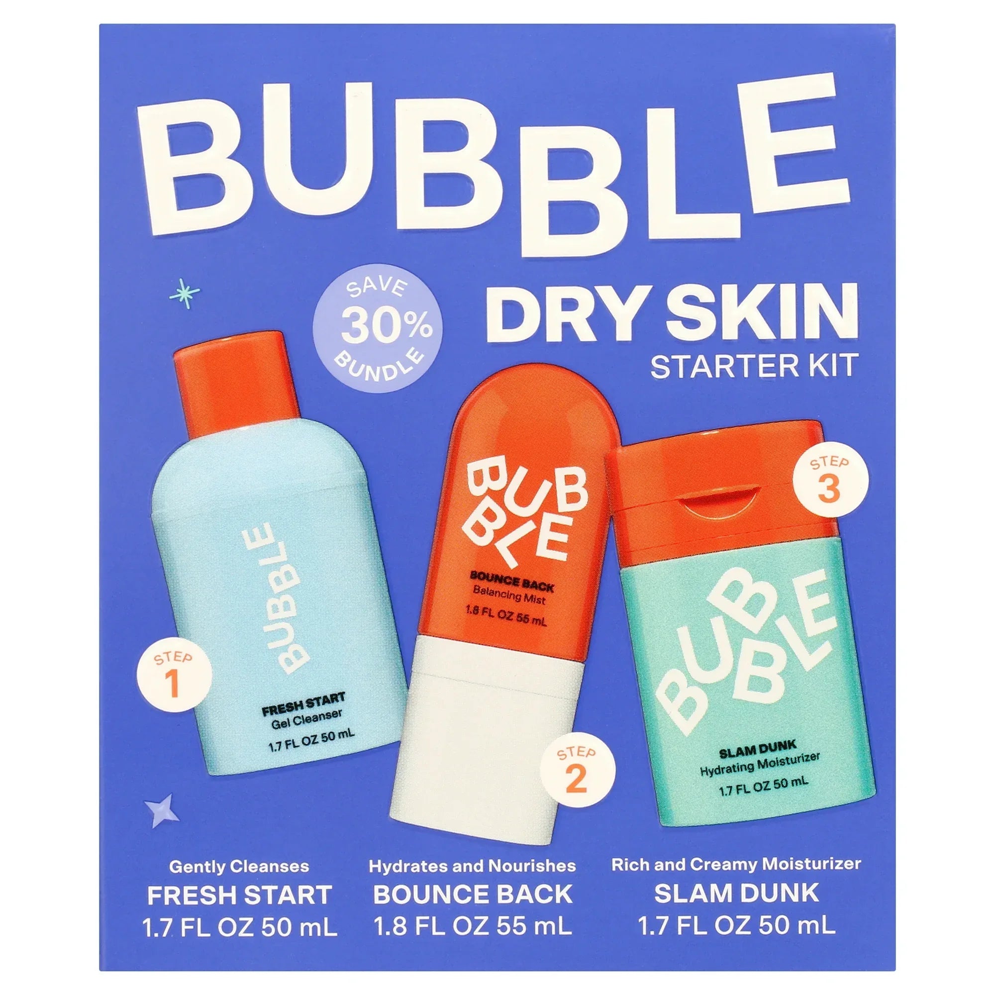 Wholesale Price with free shipping across the USA for Bubble Skincare 3-Step Hydrating Routine Bundle, for Normal to Dry Skin, Unisex, Set of 3 - Manji Distributors