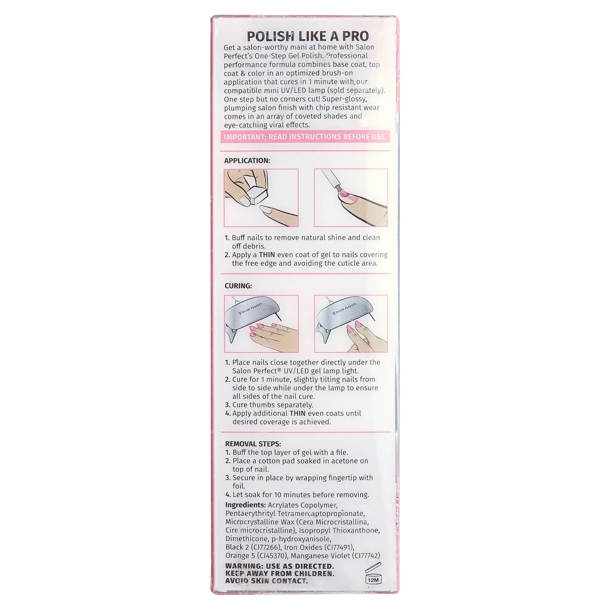 Wholesale Price with free shipping across the USA for Salon Perfect One Step Gel Nail Polish, Shimmer Down, Pink Glitter, 0.5 fl oz - Manji Distributors