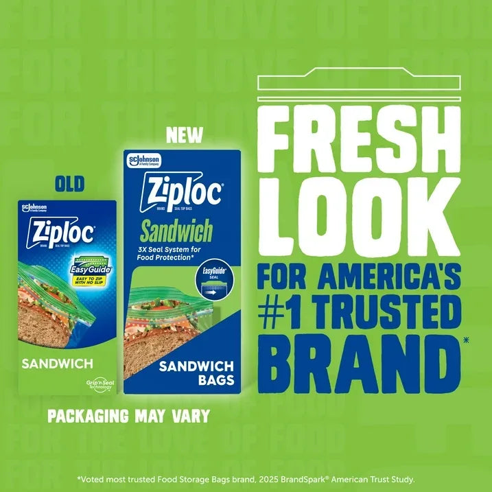 Wholesale Price with free shipping across the USA for Ziploc® Brand Sandwich Bags with EasyGuide™ Texture, Grip 'n Seal Technology™, 300 Count - Manji Distributors
