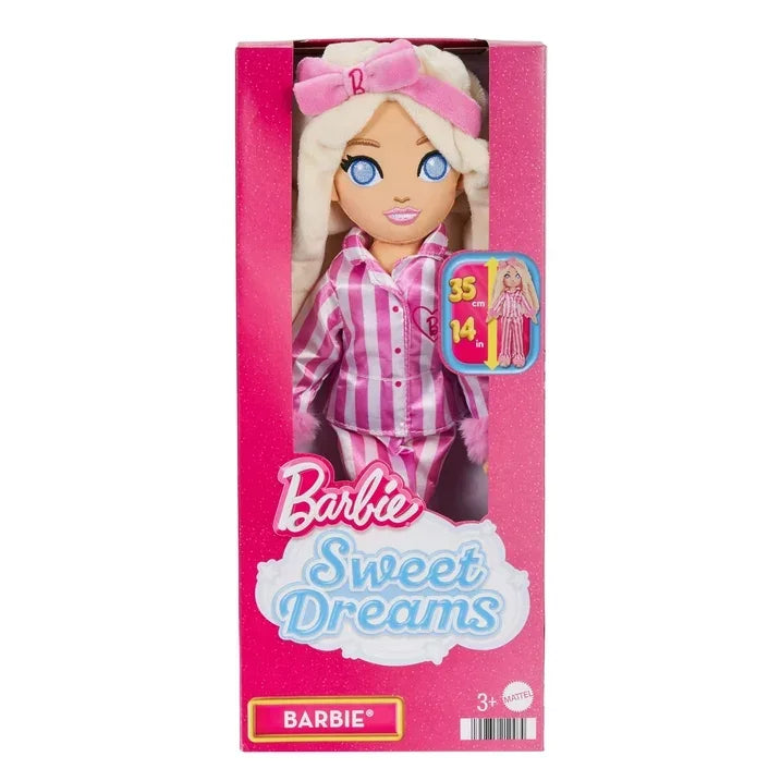 Wholesale Price with free shipping across the USA for Sweet Dreams Barbie “Malibu” Plush Soft Doll in Bedtime Outfit with Bow Headband, 13.5 Inch - Manji Distributors