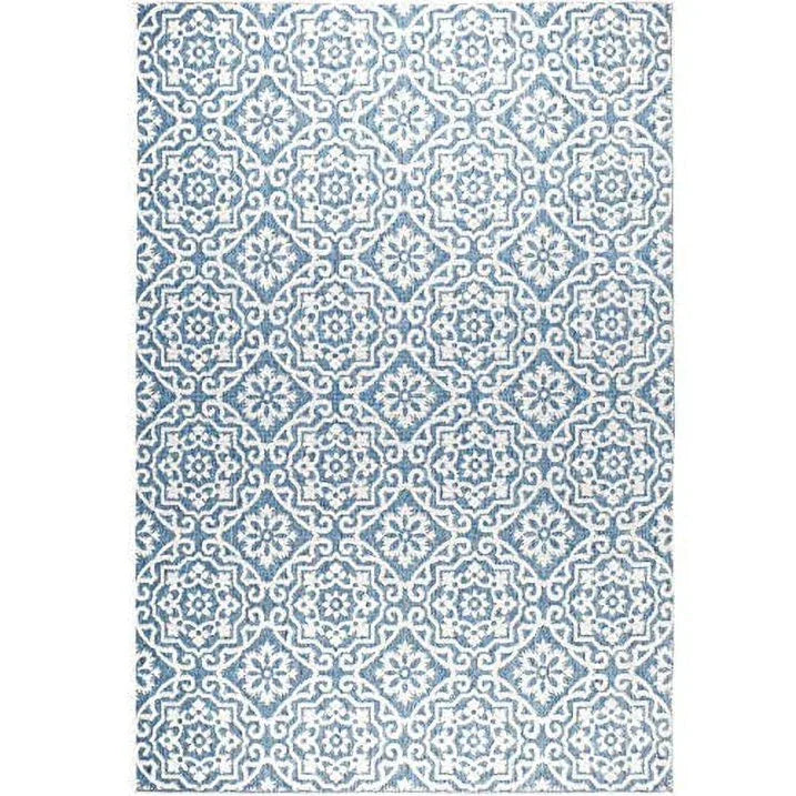 Wholesale Price with free shipping across the USA for Nicole Miller New York Patio Country Danica Transitional Geometric Indoor/Outdoor Area Rug, Blue/Grey, 9'2