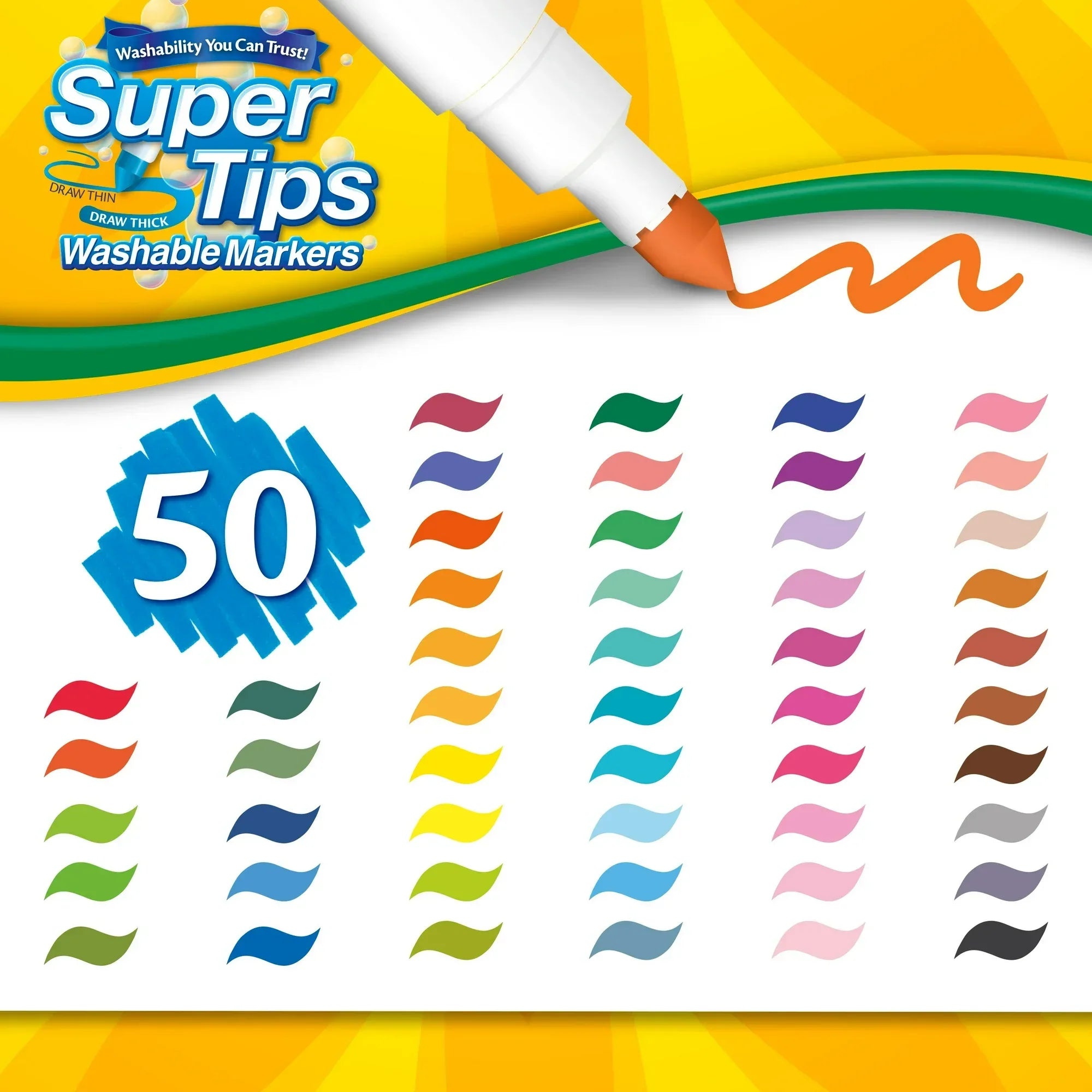 Wholesale Price with free shipping across the USA for Crayola Super Tips Washable Markers for Kids, 50 Ct, Classroom Must Haves, Back to School Supplies, 3+ - Manji Distributors