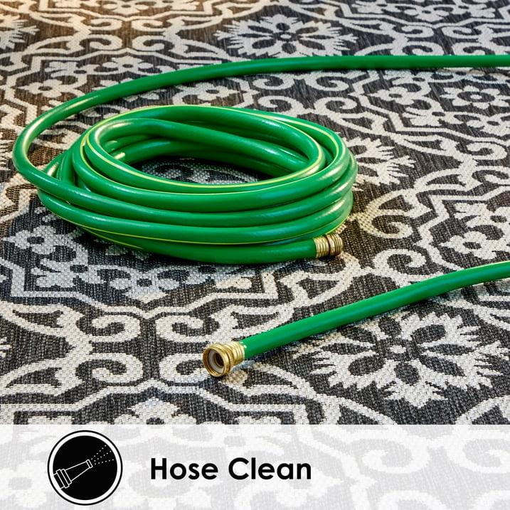 Wholesale Price with free shipping across the USA for Nicole Miller New York Patio Country Danica Transitional Geometric Indoor/Outdoor Area Rug, Black/Grey, 1'9