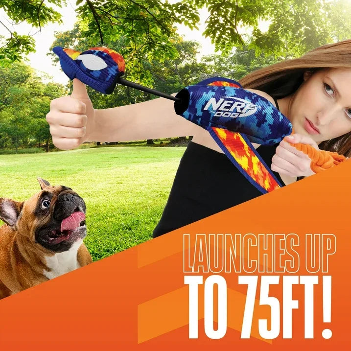 Wholesale Price with free shipping across the USA for Nerf Dog Nylon Digital Camo Crinkle Wing Duck Launching Fetch Dog Toy, Orange/Blue, 16.5 inch - Manji Distributors