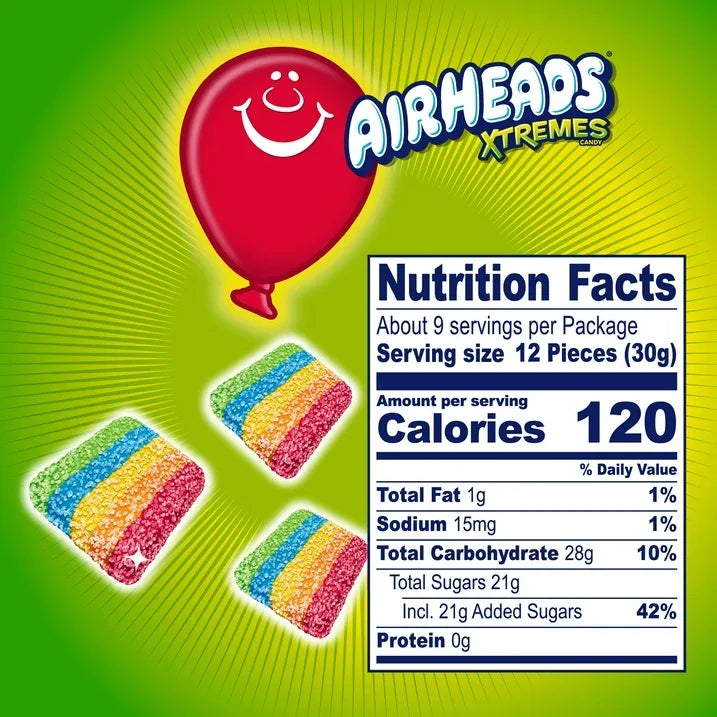 Wholesale Price with free shipping across the USA for Airheads Xtremes Bites Sweetly Sour Candy, Rainbow Berry, Nut Free, 9 oz - Manji Distributors