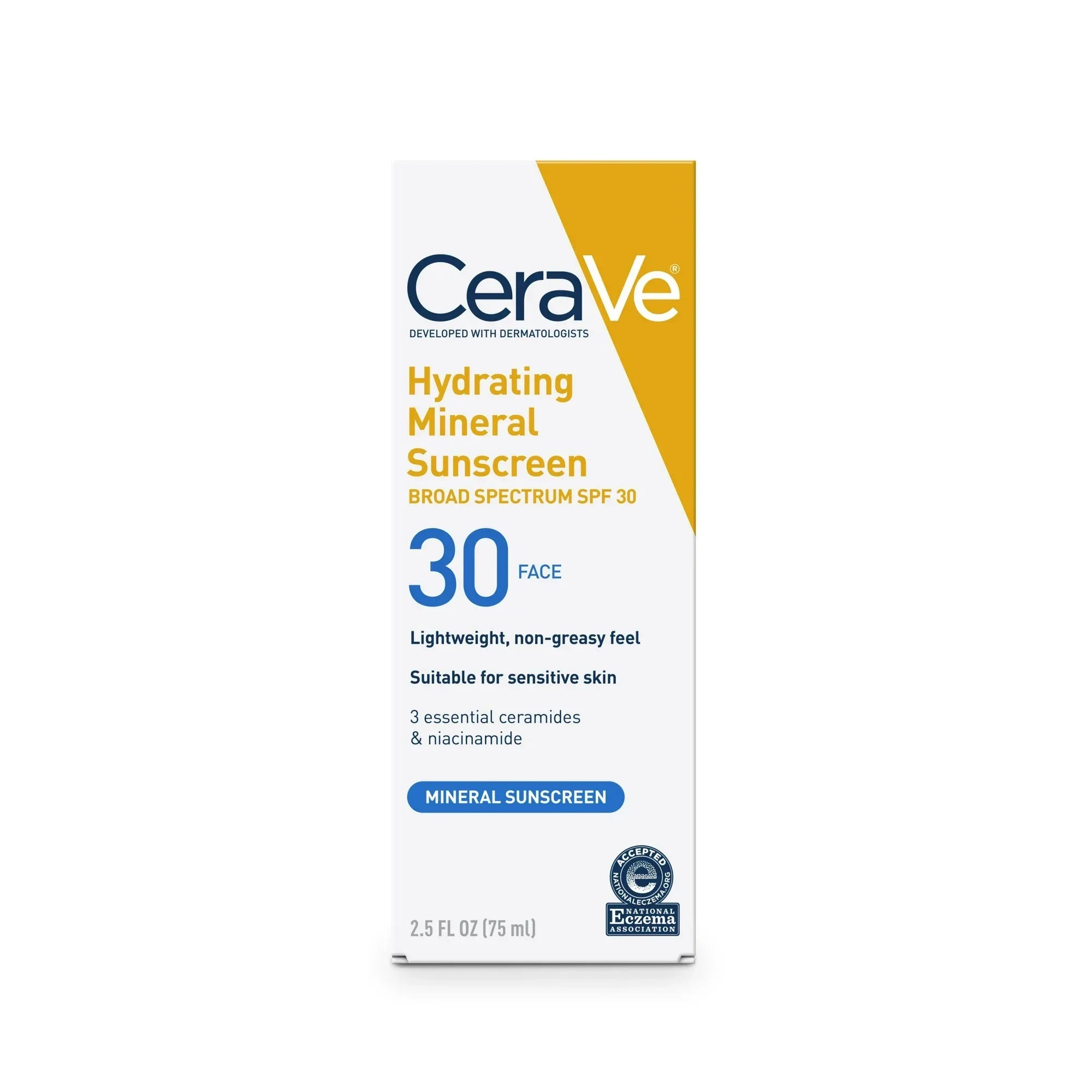 Wholesale Price with free shipping across the USA for CeraVe Hydrating Mineral Sunscreen SPF 30 Face Lotion for Sensitive Skin, Kids & Adults 2.5 oz - Manji Distributors