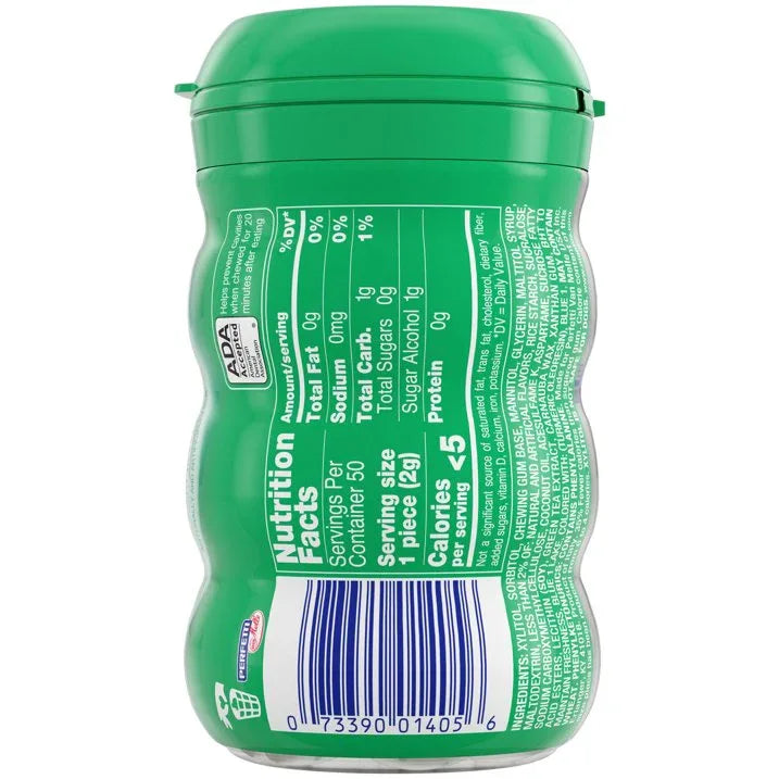 Wholesale Price with free shipping across the USA for Mentos Gum Sugar-Free Spearmint Chewing Gum, 50 Regular Size Pieces, Bottle - Manji Distributors