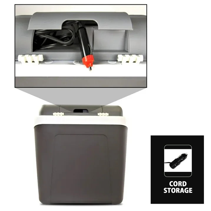 Wholesale Price with free shipping across the USA for Ozark Trail 26QT electric Cooler 12V Portable Travel Beach Camping Picnic Insulated Cooler 30 Cans Iceless 24L, Grey - Manji Distributors