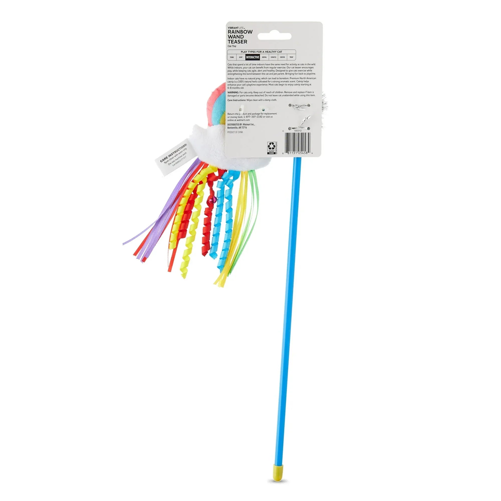 Wholesale Price with free shipping across the USA for Vibrant Life Cat Toy - Rainbow Wand Teaser with Catnip - Manji Distributors