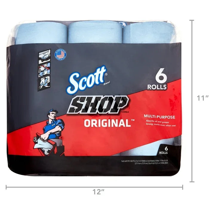 Wholesale Price with free shipping across the USA for (2 pack) Scott Shop Towels, 6 Rolls, 55 Sheets Per Roll - Manji Distributors