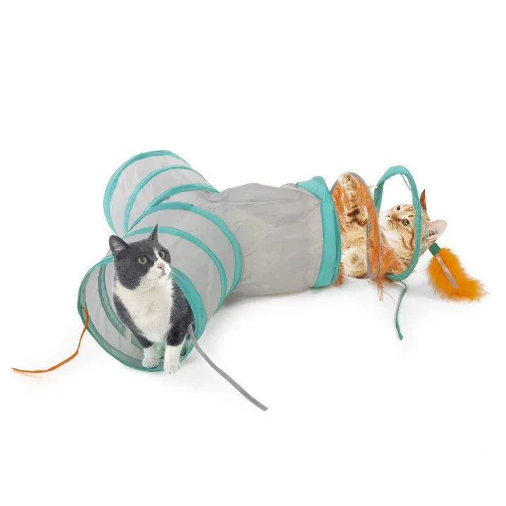 Wholesale Price with free shipping across the USA for SmartyKat Fringe Frenzy Triple Tunnel Activity Cat Toy with Fringe & Feathers - Manji Distributors