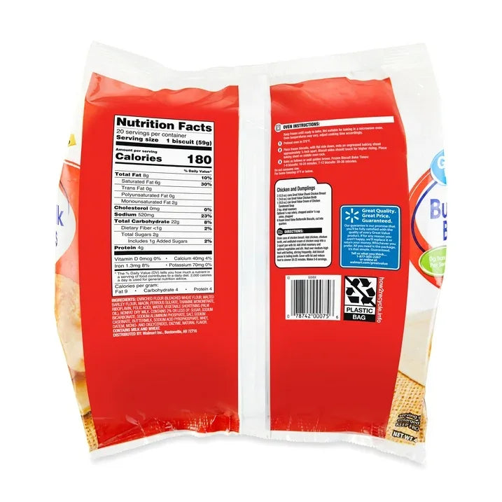 Wholesale Price with free shipping across the USA for Great Value Buttermilk Biscuits, 41.6 oz, 20 Count - Manji Distributors