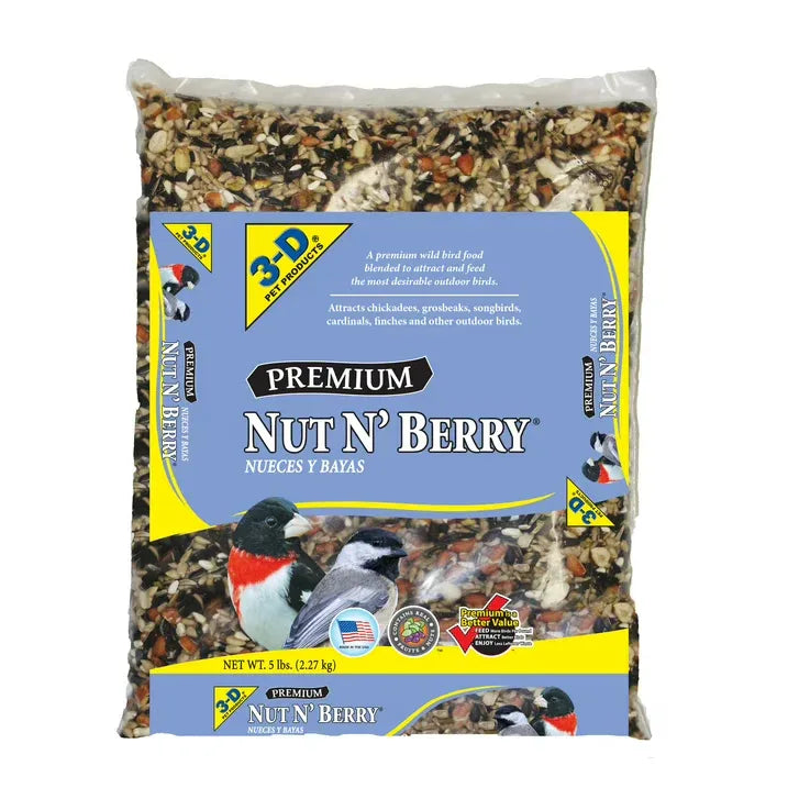 Wholesale Price with free shipping across the USA for 3-D Pet Products Premium Nut N' Berry Blend Dry Wild Bird Food, 5 lb., Does Not Contain Fillers - Manji Distributors
