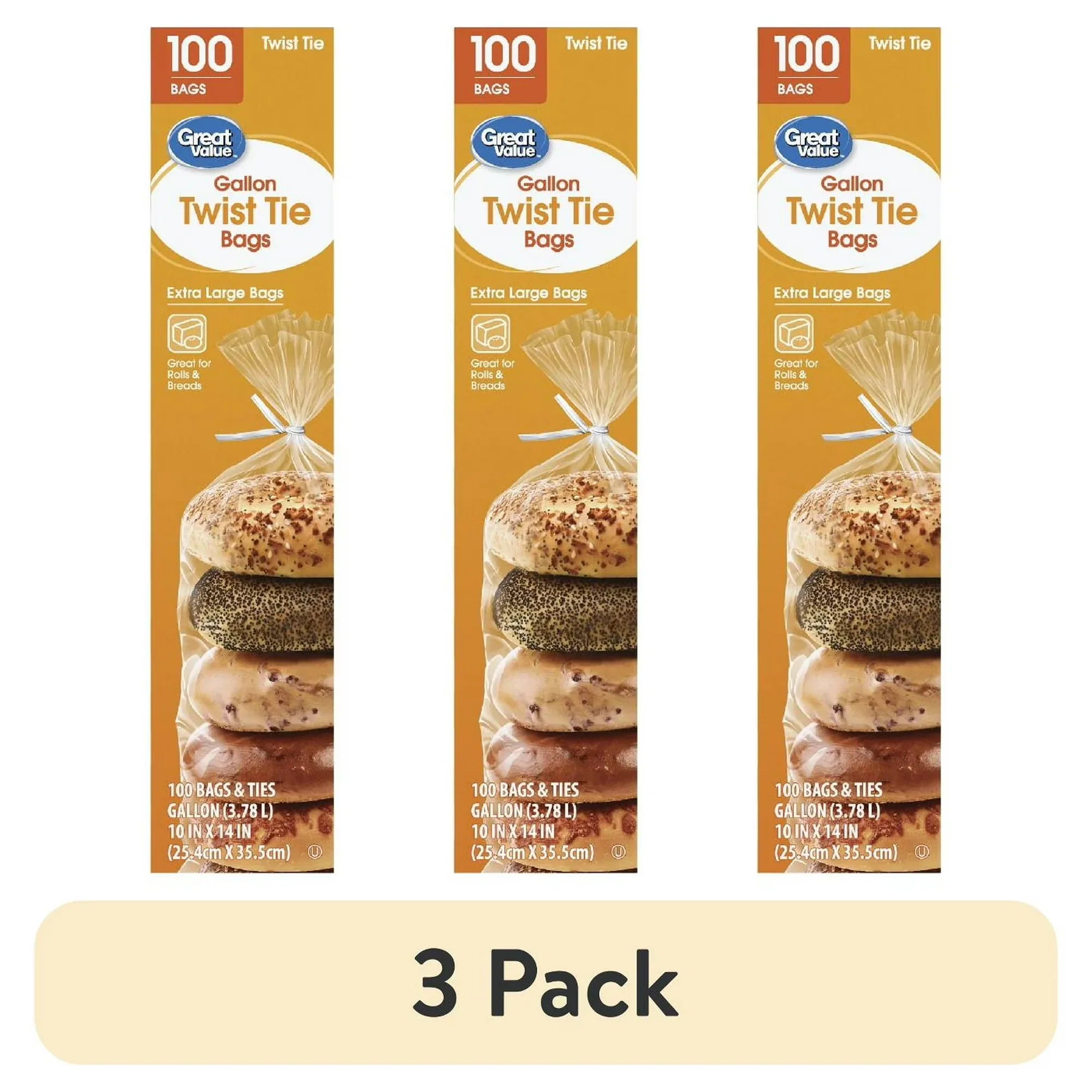 Wholesale Price with free shipping across the USA for (3 pack) Great Value Twist Tie Storage Bags, Gallon, 100 Count - Manji Distributors