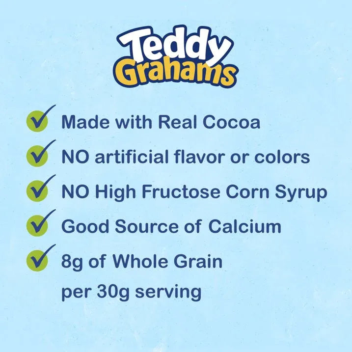 Wholesale Price with free shipping across the USA for TEDDY GRAHAMS Chocolate Graham Snacks, Kids Snacks, 10 oz - Manji Distributors