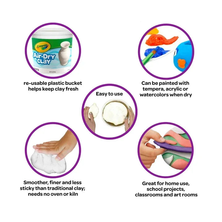 Wholesale Price with free shipping across the USA for Crayola Air Dry Clay Bucket, 5 lbs White Clay, Classroom Supplies for Teachers, School Supplies, Crafts, 4+ - Manji Distributors