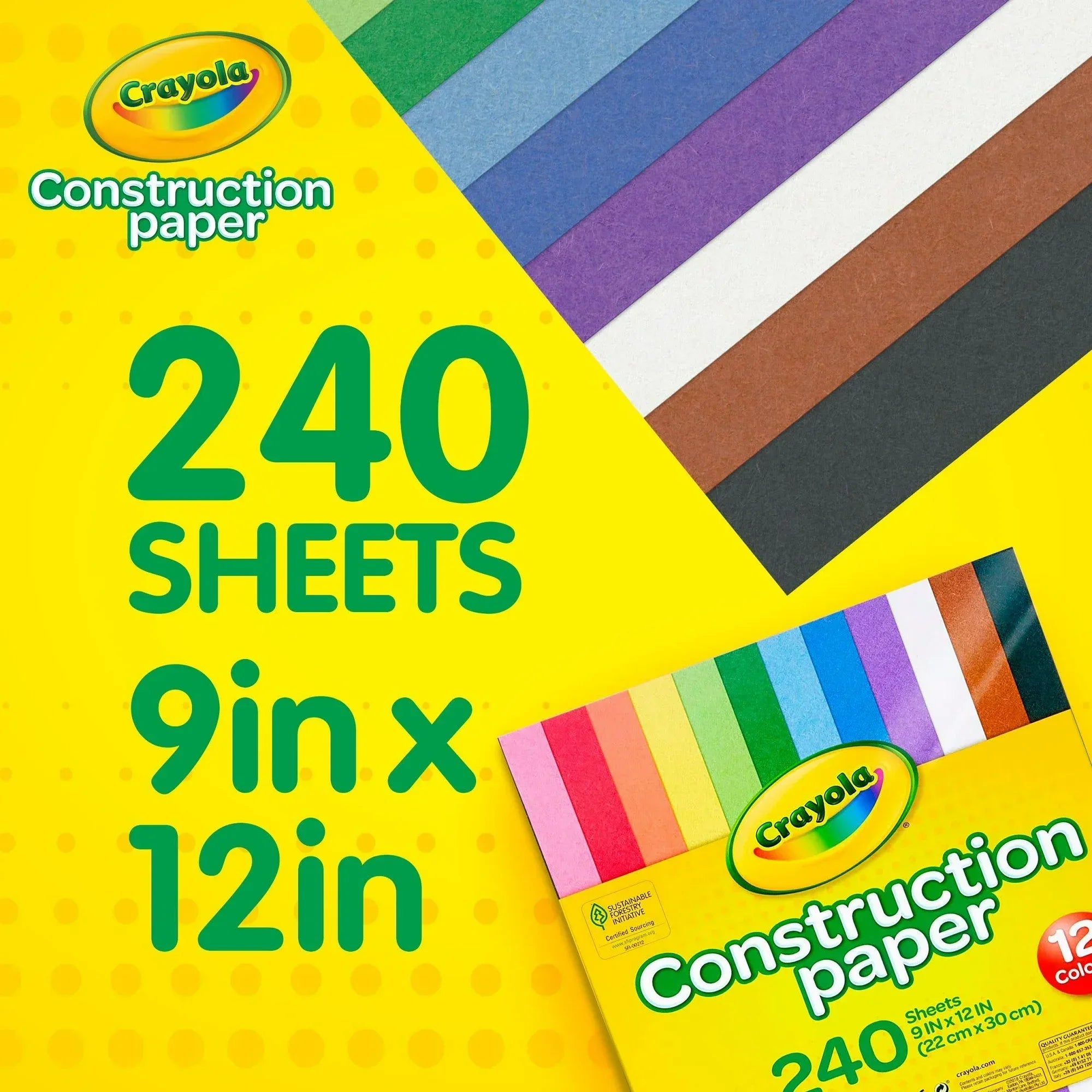 Wholesale Price with free shipping across the USA for Crayola Construction Paper, 240 Pgs, School Supplies for Kindergarten, 10 Colors, Arts & Crafts Supplies, Classroom Must Haves - Manji Distributors