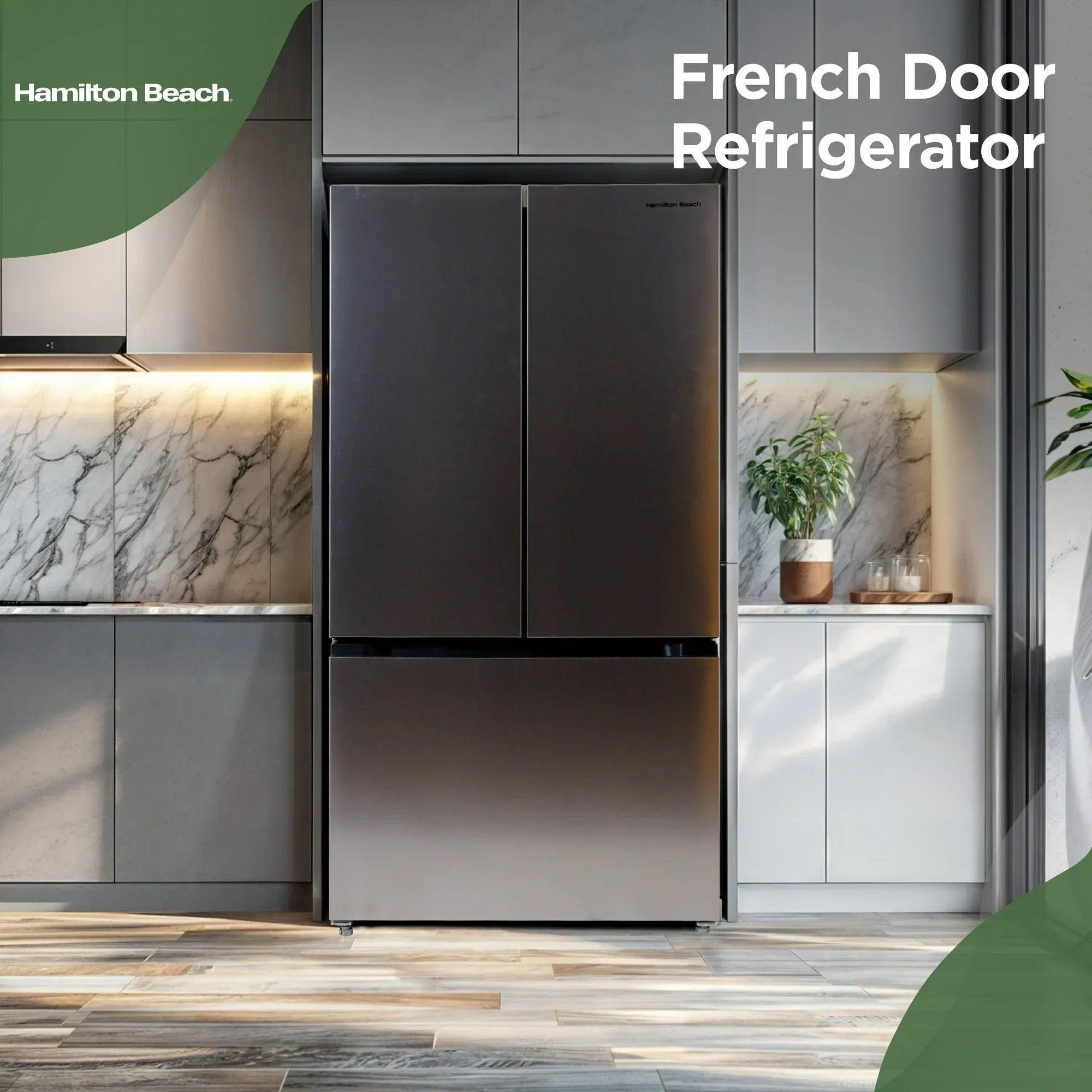 Wholesale Price with free shipping across the USA for Hamilton Beach, 17.7 Cu. Ft. French Door Refrigerator, Freestanding Installation, Platinum Silver, HZ0771 - Manji Distributors