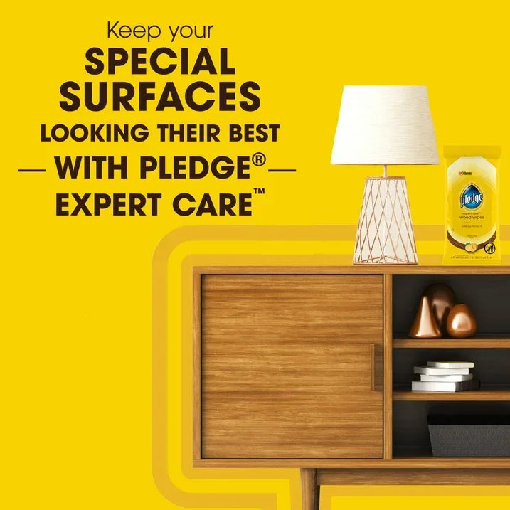 Wholesale Price with free shipping across the USA for Pledge Expert Care Wood Wipes, Shines and Protects, Removes Fingerprints, Lemon Scent, 24 Count (Pack of 6) - Manji Distributors