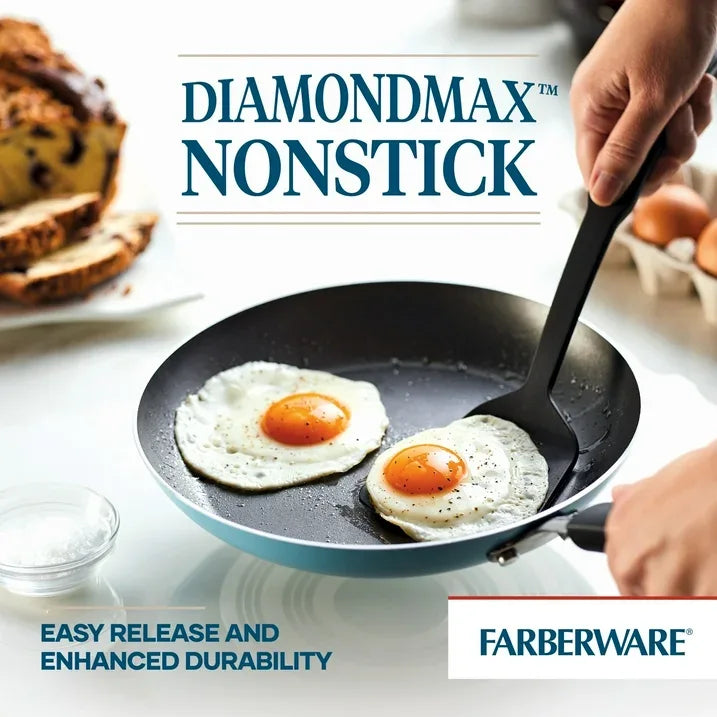 Wholesale Price with free shipping across the USA for Farberware Easy Clean 12 Pcs Nonstick Cookware Set with Cooking Tools, Dishwasher Safe, Aqua - Manji Distributors