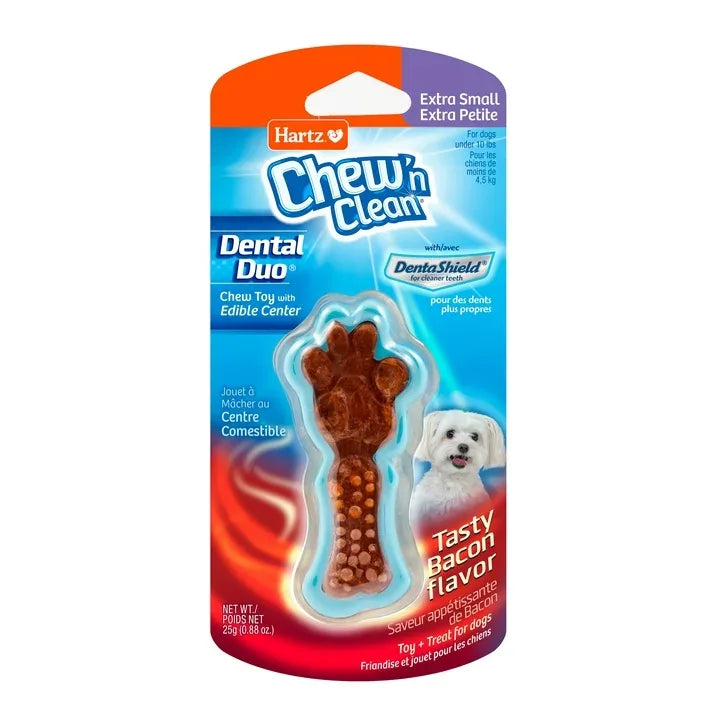 Wholesale Price with free shipping across the USA for (2 pack) Hartz Chew 'n Clean Extra Small Dog Treat Bacon, 0.88 oz - Manji Distributors