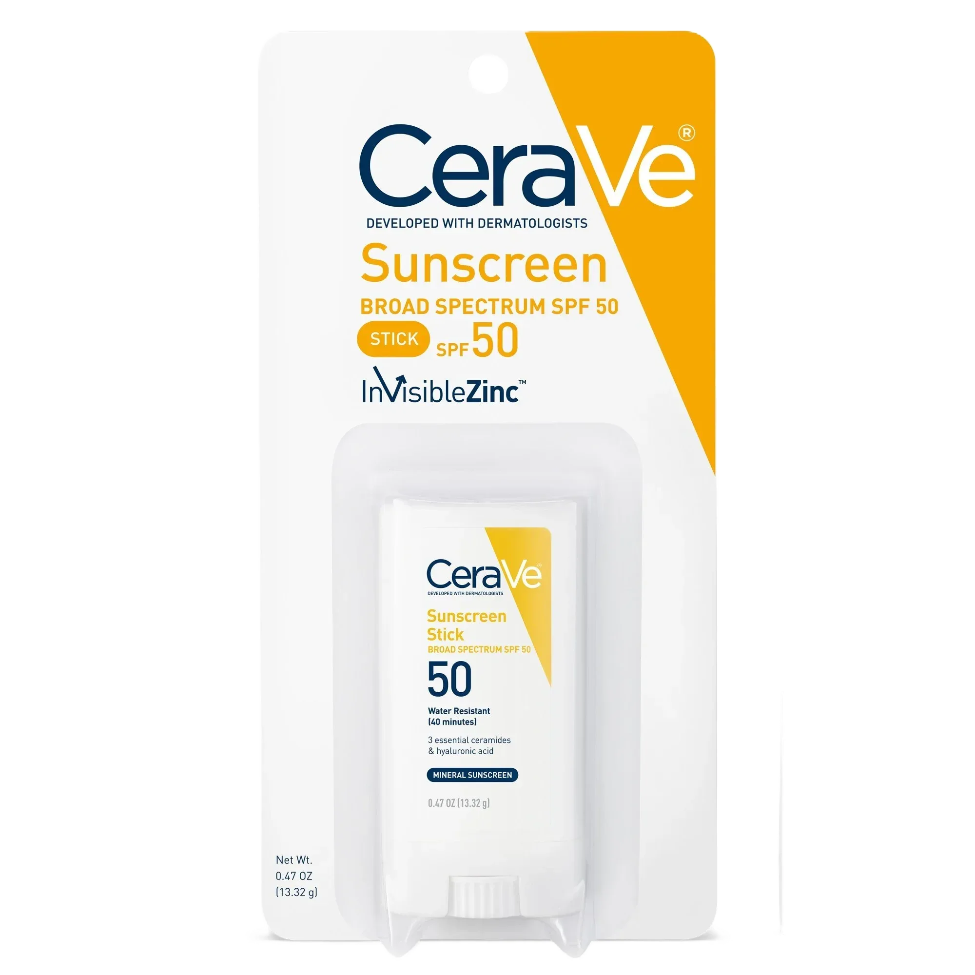 Wholesale Price with free shipping across the USA for CeraVe Hydrating Mineral Sunscreen Stick SPF 50 for Face & Body, 0.47 oz - Manji Distributors