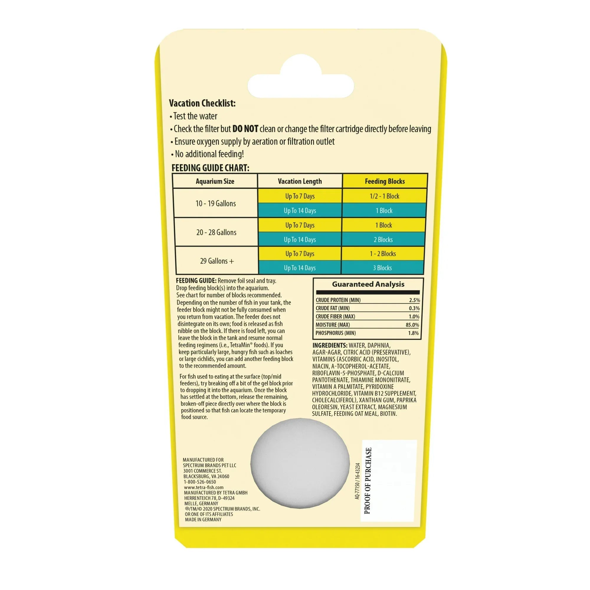 Wholesale Price with free shipping across the USA for (4 pack) Tetra Vacation Tropical Feeding Block, Feeds Fish up to 14 Days, 1.06 oz., 1 Block - Manji Distributors