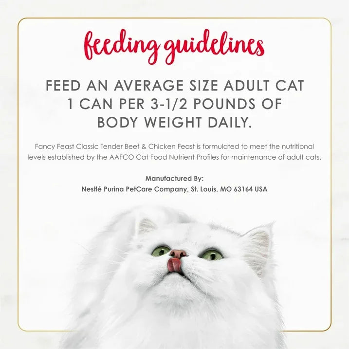 Wholesale Price with free shipping across the USA for (24 pack) Purina Fancy Feast Classic Pate Kitten Food, Wet Cat Food, Tender Beef & Chicken, 3 oz Can - Manji Distributors