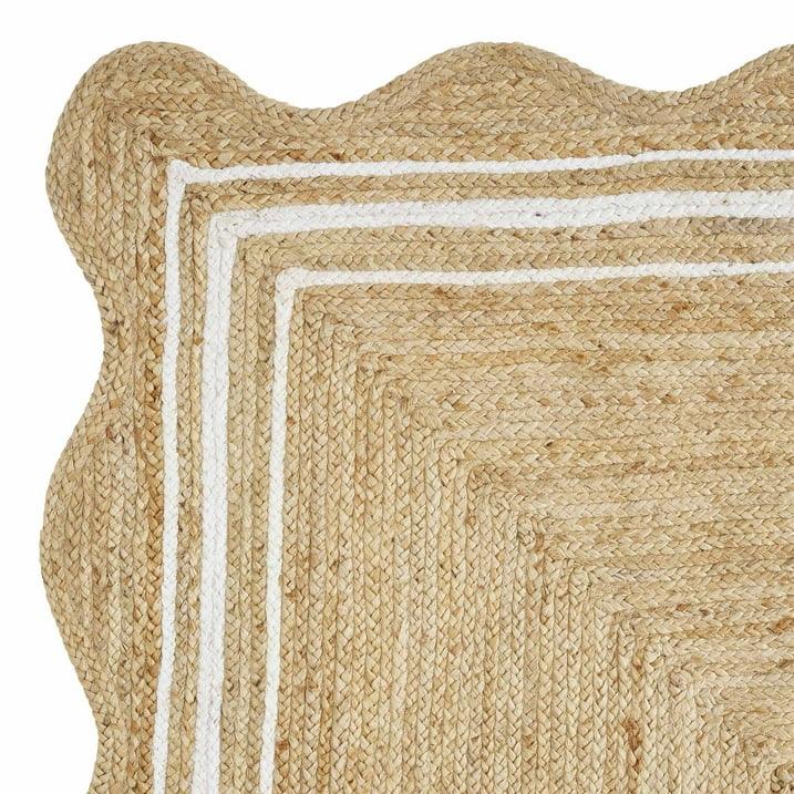 Wholesale Price with free shipping across the USA for My Texas House Natural/White Scallop Jute with Border Area Rug, 5' x 8' - Manji Distributors